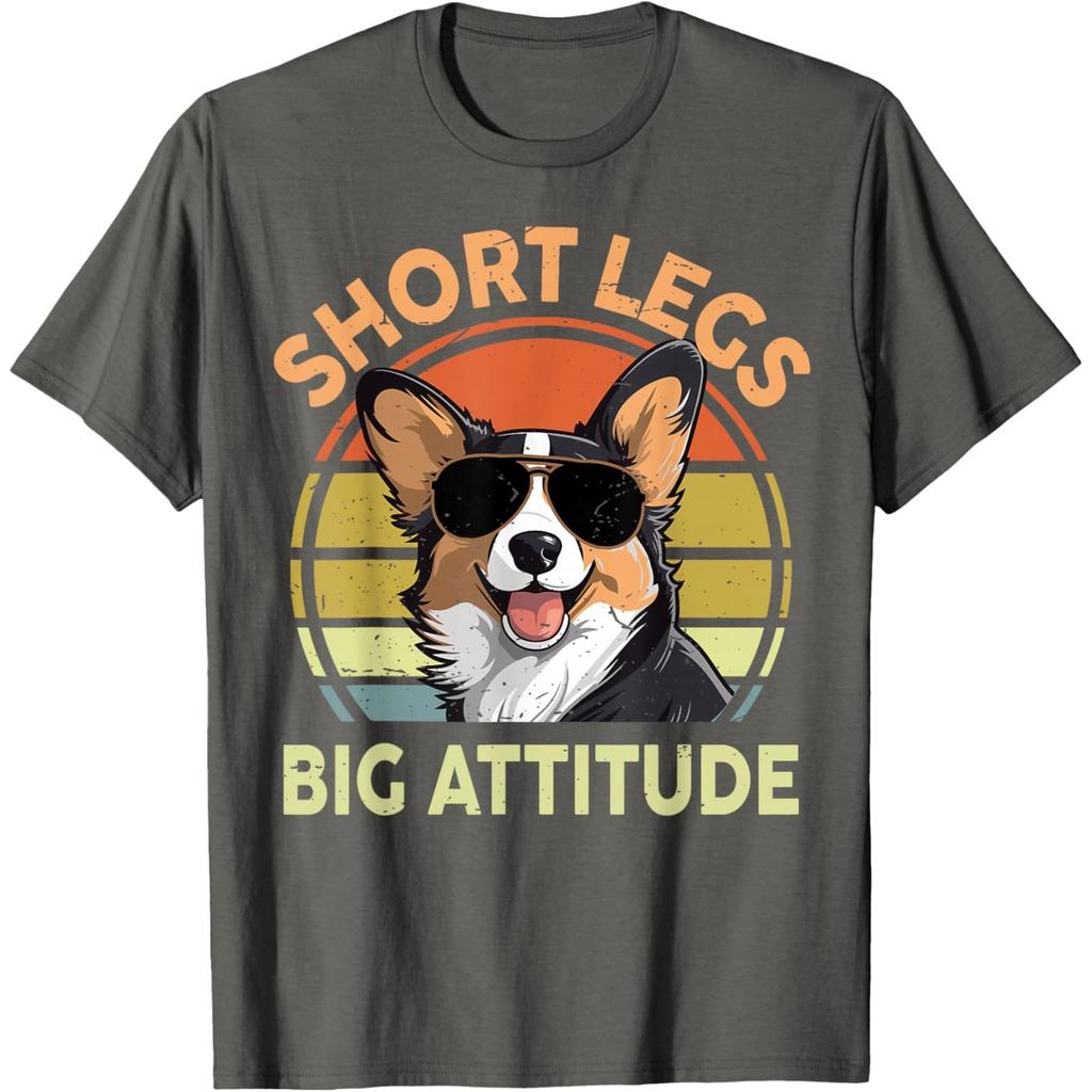 Short Legs Big Attitude Corgi Dog Graphic Tee Mens Breathable Casual TShirt