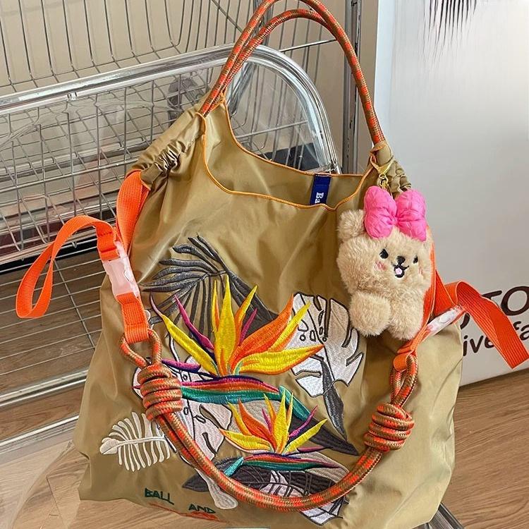 Tropical Rainforest Embroidered Eco-Friendly Shoulder Bag