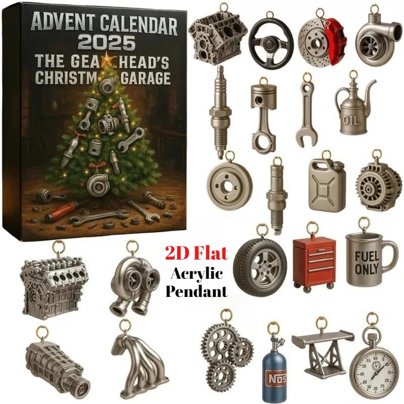 

Advent Calendar 2025: The Gearhead’s Christmas Garage,2D Flat Acrylic 24 Days of Miniature Car Parts Tools with Holiday Gifts for Car Enthusiasts разноцветный