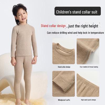 Kinderen Wool Thermisch Ondergoed Set - Fluweel Versterkt, Zijde-Kasjmier Warm Herfst Outfit