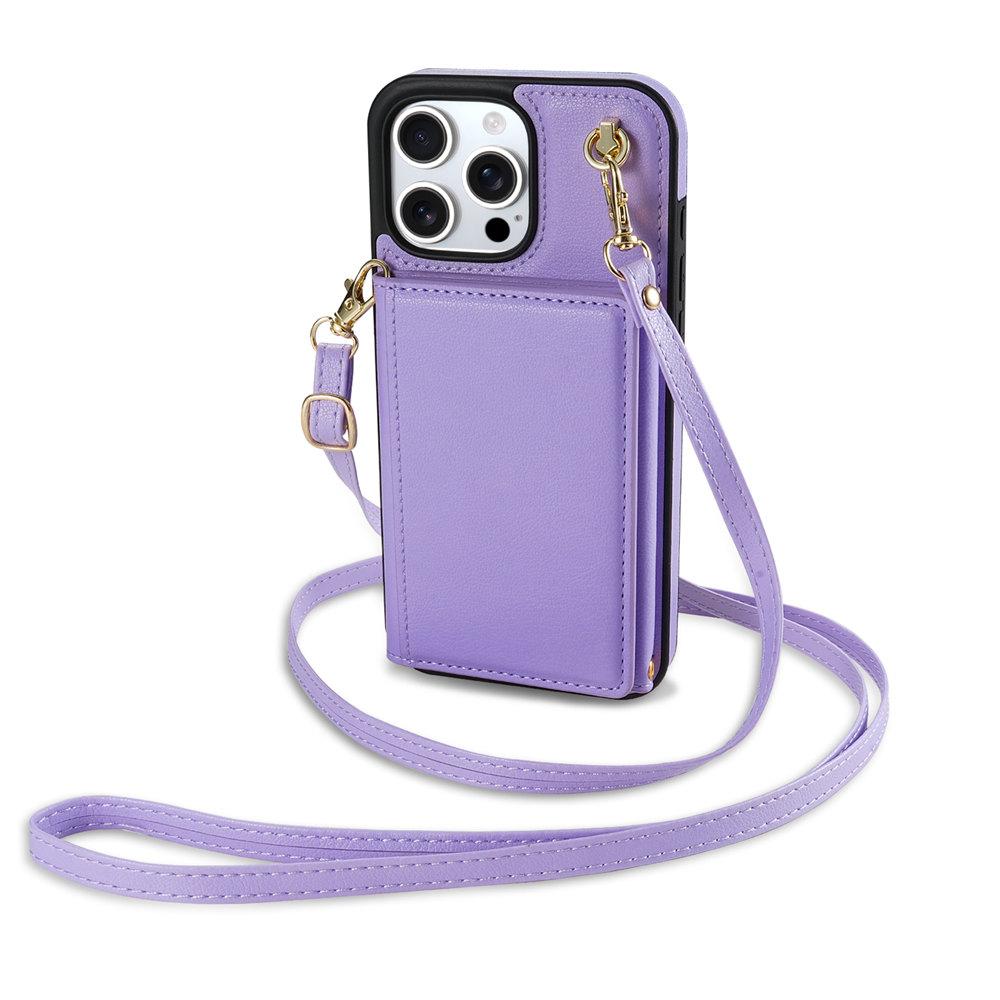 Karty Stand Slot Portfel Crossbody Etui na Telefon Dla iPhone 16 15 14 Plus 13 12 11 Pro Max 7 8 Skórzany Długi Sznurek Pokrowiec