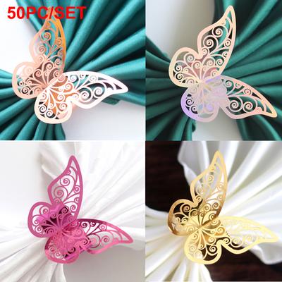 50Pcs Laser Colour Paper Napkin Rings For Wedding Birthday Christmas Dinner Home Table Decor Napkin Rings Holders Party Supplies