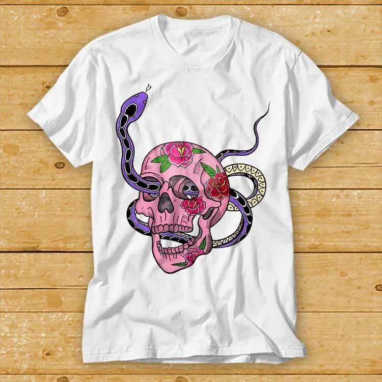 Neo Traditional Sugar Skull Snake T Shirt 1940 S