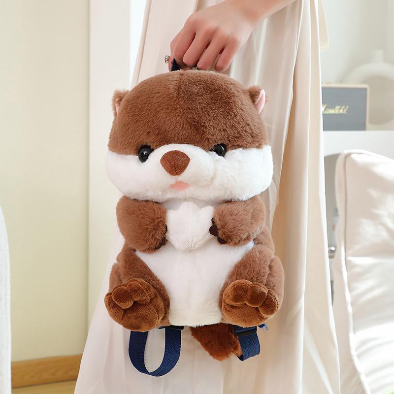 Otter Plush Toy Backpack - Cartoon Otter with Shell Bag for Kids