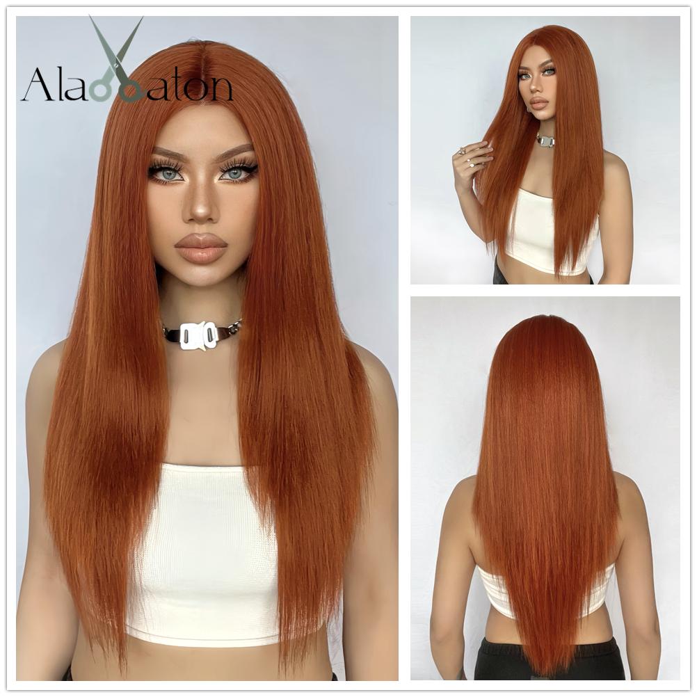 ALAN EATON Lace Front Wigs Long Straight Hair Dark Brown Wig Daily Use Party Wig for White Women Heat Resistant