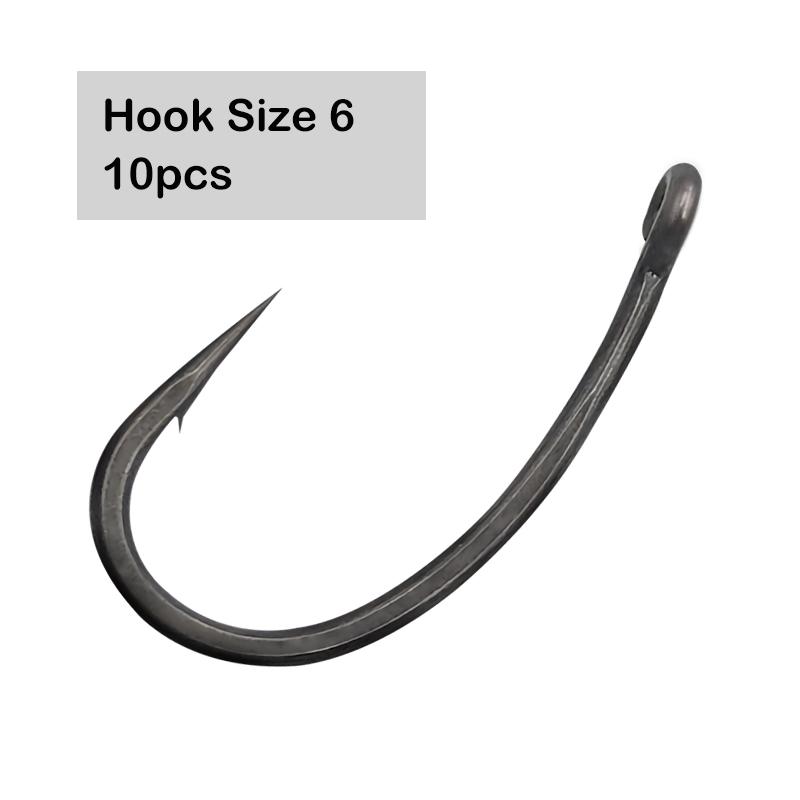

10x рыболовных крючков для ловли карпа с прямым острием и покрытием PTFE, микро-крючки из высокоуглеродистой стали, рыболовные снасти