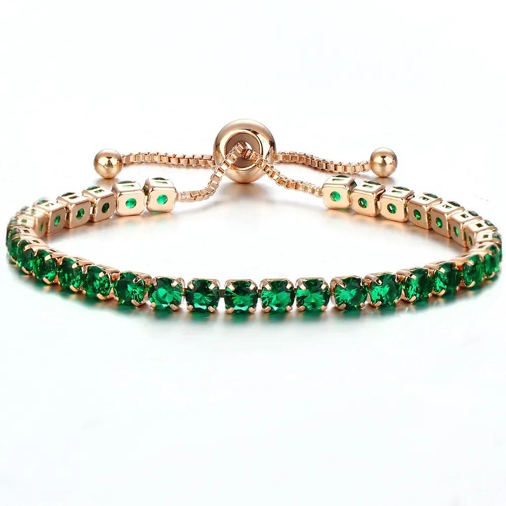 

Fashion Shiny Crystal Push-pull Bracelet Light Luxury Micro-inlaid Zircon Bracelet Women s Simple Adjustable Jewelry зелений