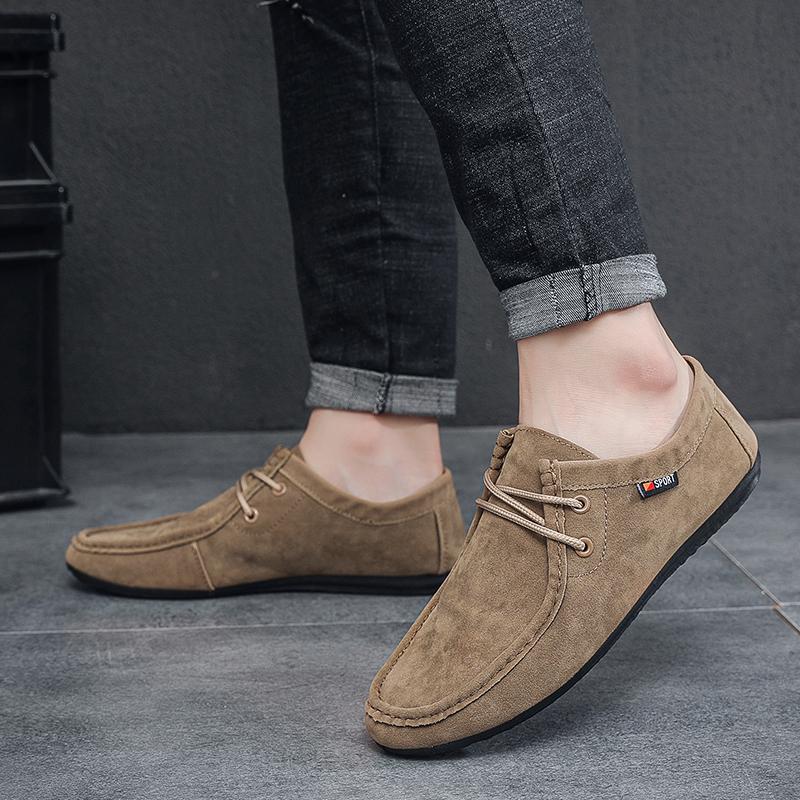 Fashion Autumn Men Casual Shoes Suede Leather Work Shoes Male Lace up Flats Sneakers Platform  Business Party Dress Shoes