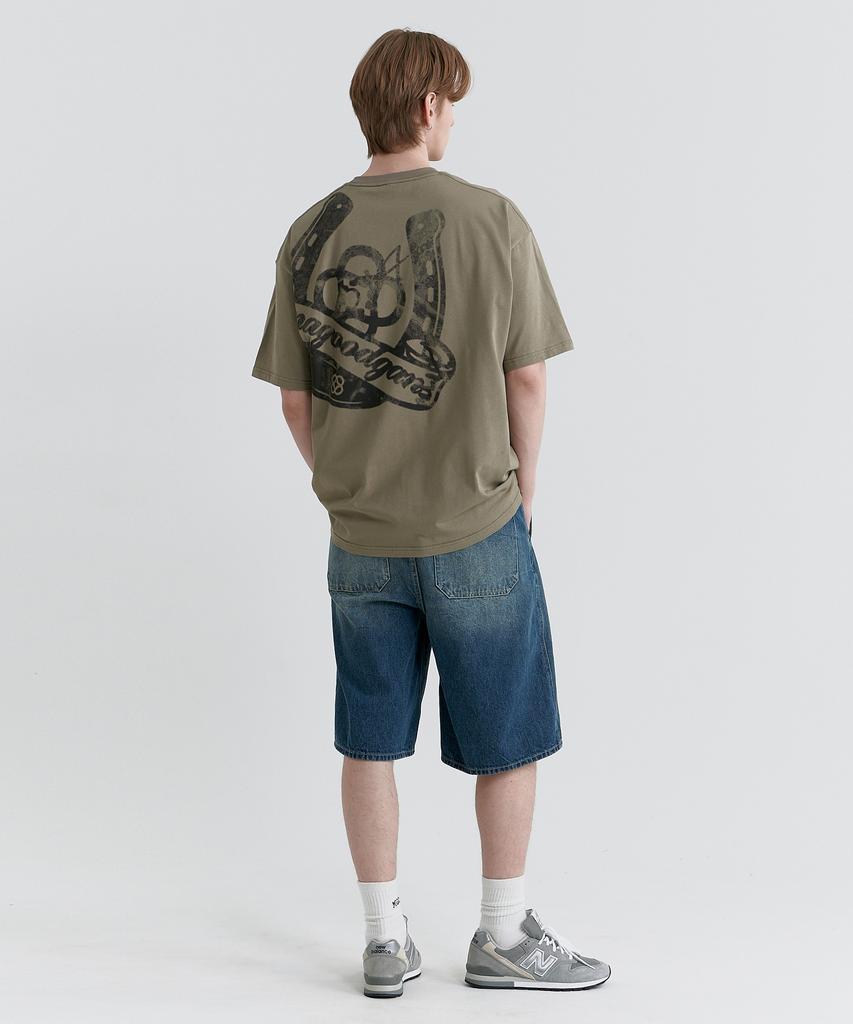 MAGOODGAN Swagver 3596 Horseshoe Oversized Khaki Short Sleeve Tee