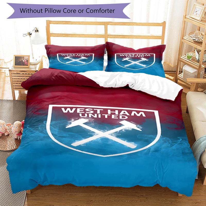 West Ham United Pattern Printed Pattern Duvet Cover Set – includes 1 duvet cover and 2 matching pillowcases Bedroom decor Christmas gifts