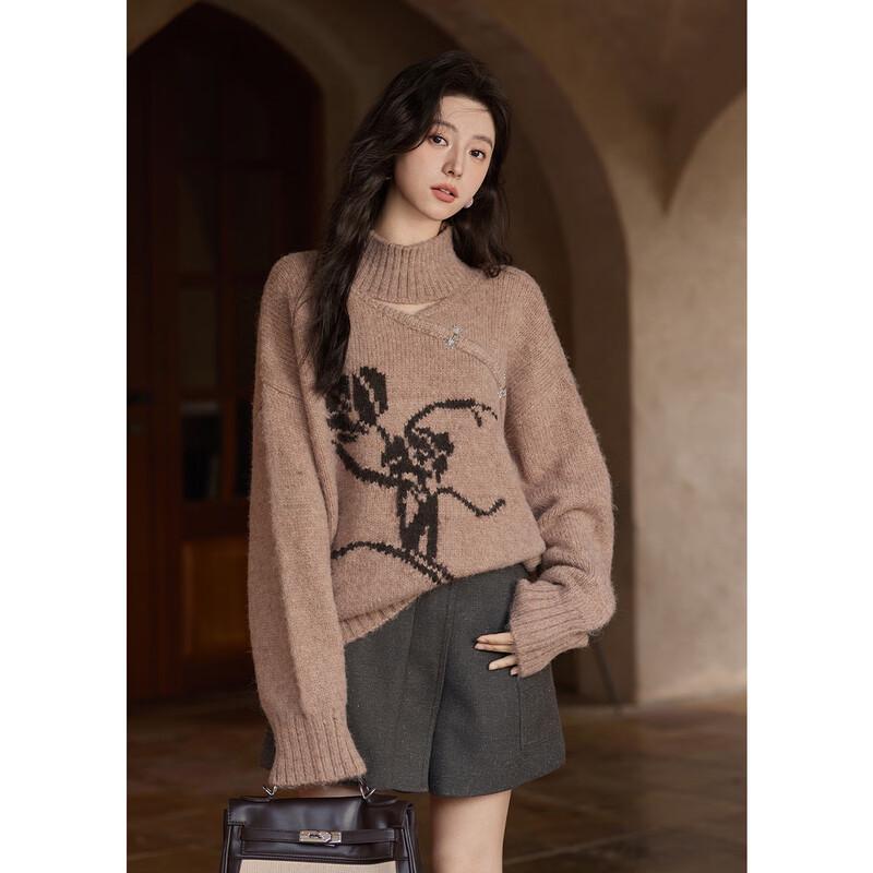 Women s New Chinese Style Floral Hollow Out Knit Sweater One Size