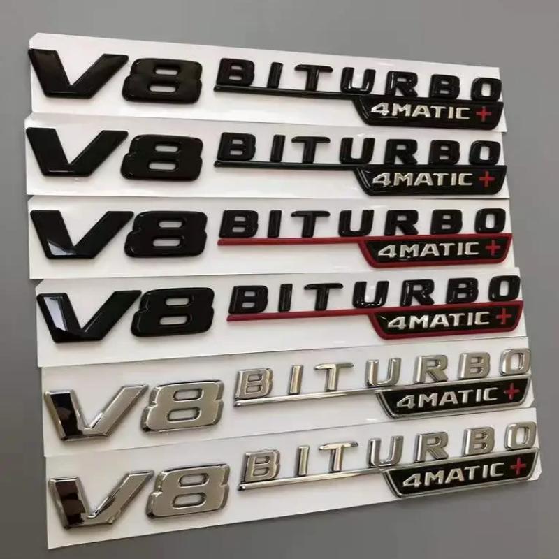 RSU1 2Pcs 3D ABS Car Fender Side Badge For Mercedes Benz E63s AMG W213 W212 W205 C63S V8 BITURBO 4MATIC Emblem Stickers Accessories