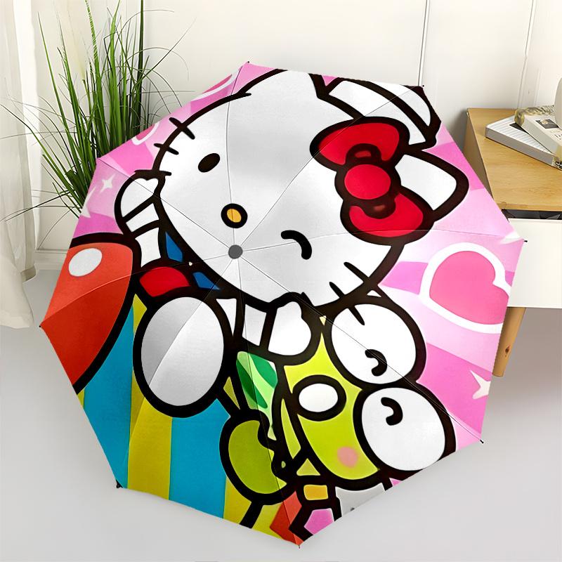 

1pc Hello Kitty Automatic Opening/Closing Umbrella with Convenient Three-Fold Design, 8-Bone Iron Frame Outdoor Umbrella - Perfect Gift for Fans, Trav