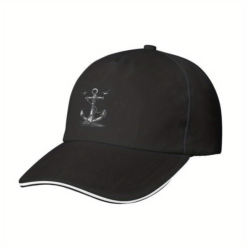 Anchor Print Baseball Cap Nautical Vintage Polyester Adjustable Summer Casual Sports Cap