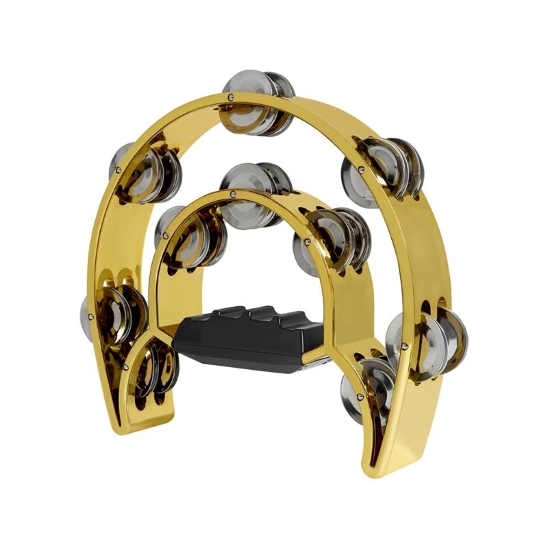 Tambourine Metal Jingles Hand Held Percussion Half-Moon Tambourine for Kid-Early Education,Adult,KTV,Party Entertainment