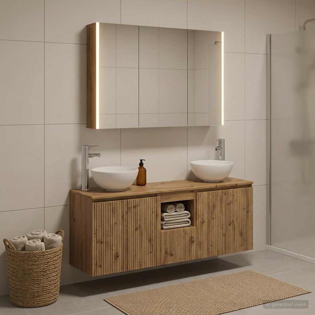 Bathroom Cabinet Set 4 pcs Artisan Oak 103.5 x 15.5 x 70 cm