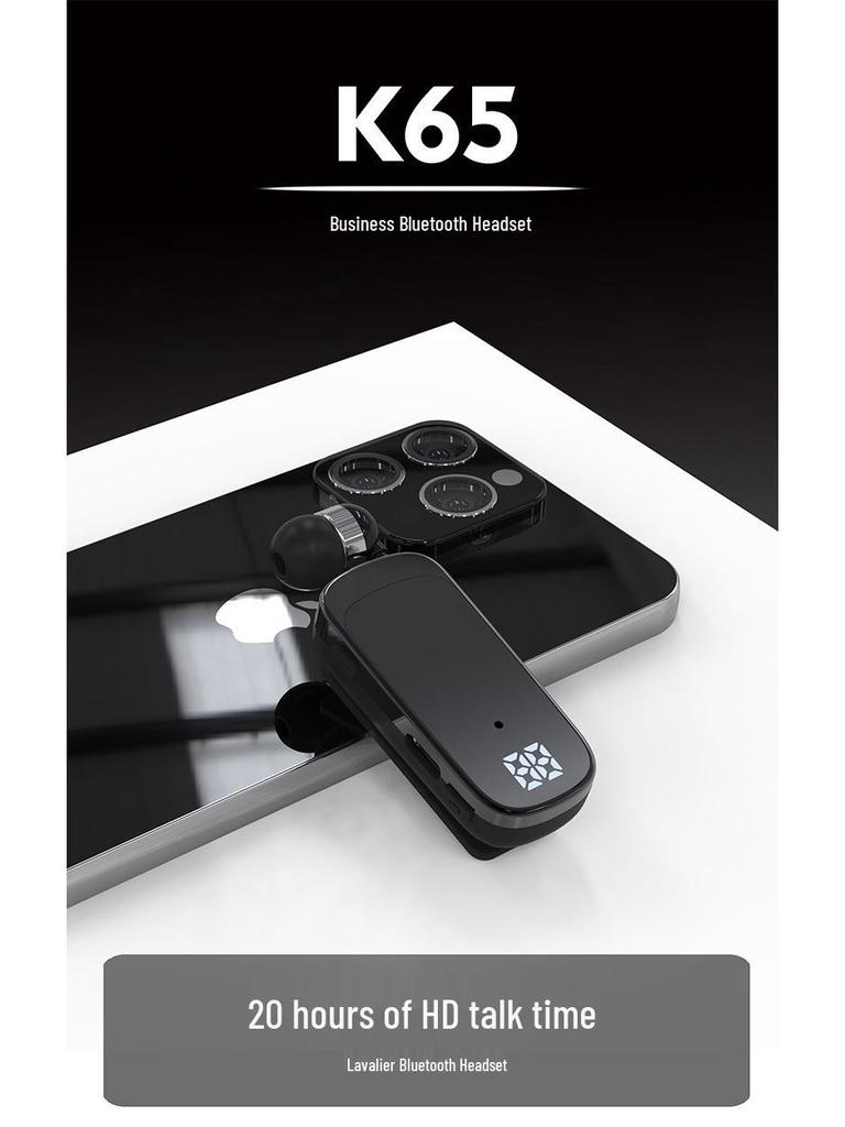 Clip-on Bluetooth Earbuds for Calls & Music, 20-Hour Battery, Incoming Call Number Broadcast