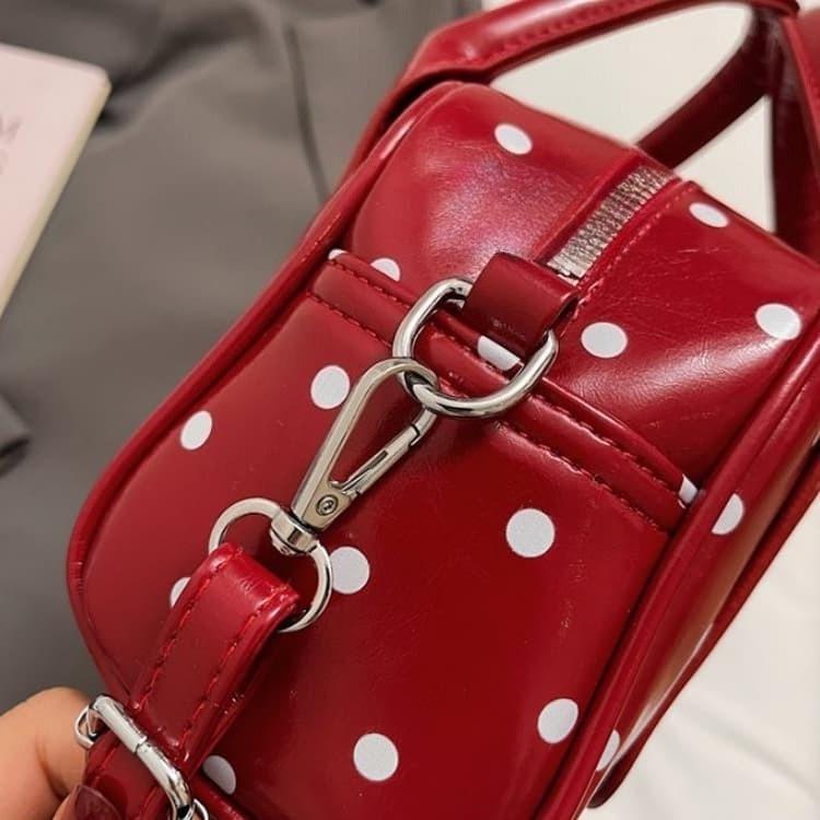 Patent Leather Polka Dot Boston Bag Women's Tote Shoulder Bag