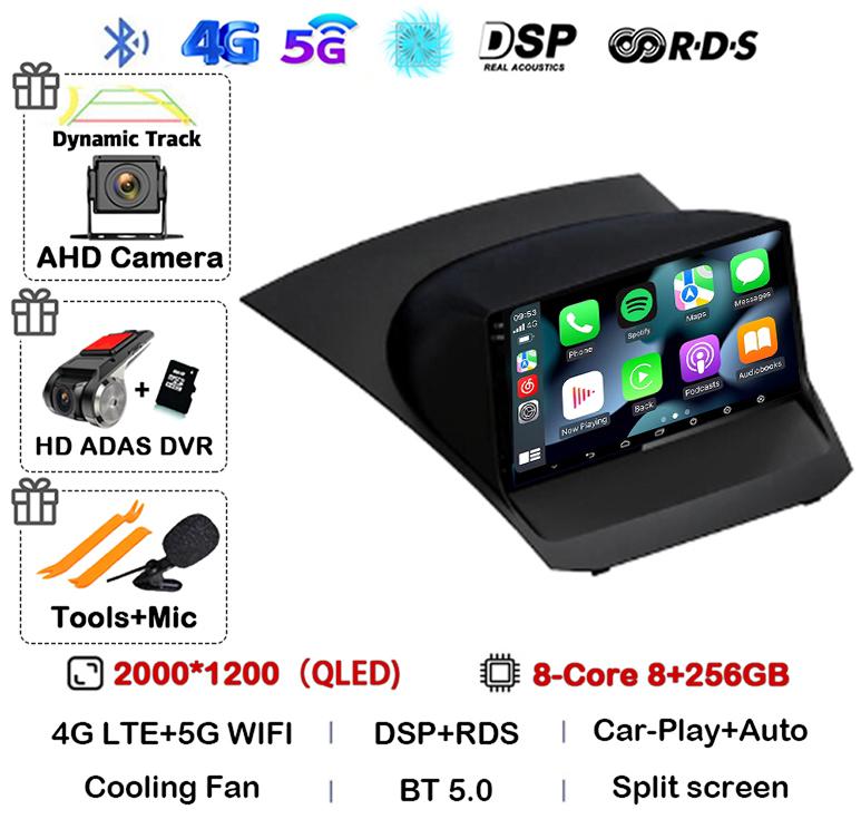 Android13 Carplay Auto For Ford Fiesta Mk 6 2009 2010 2011 2012 2013 2014 -2018 Multimedia Car Radio Player WIFi+4G DSP GPS 2DIN