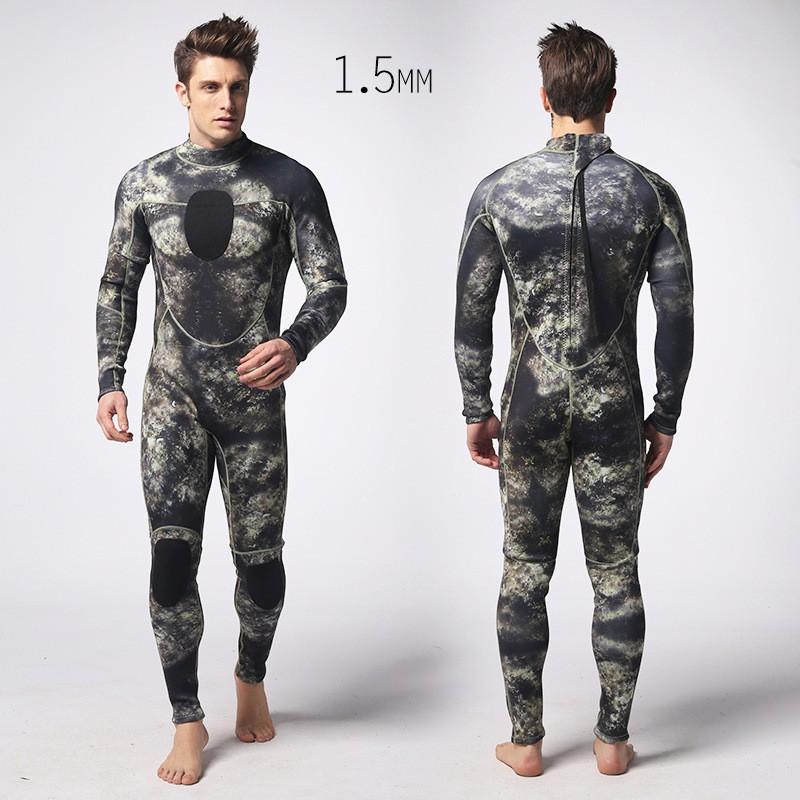 Mens 1.5mm Neoprene Camo Wetsuit Diving Snorkeling Swimming Warmth Protection Full Body Suit