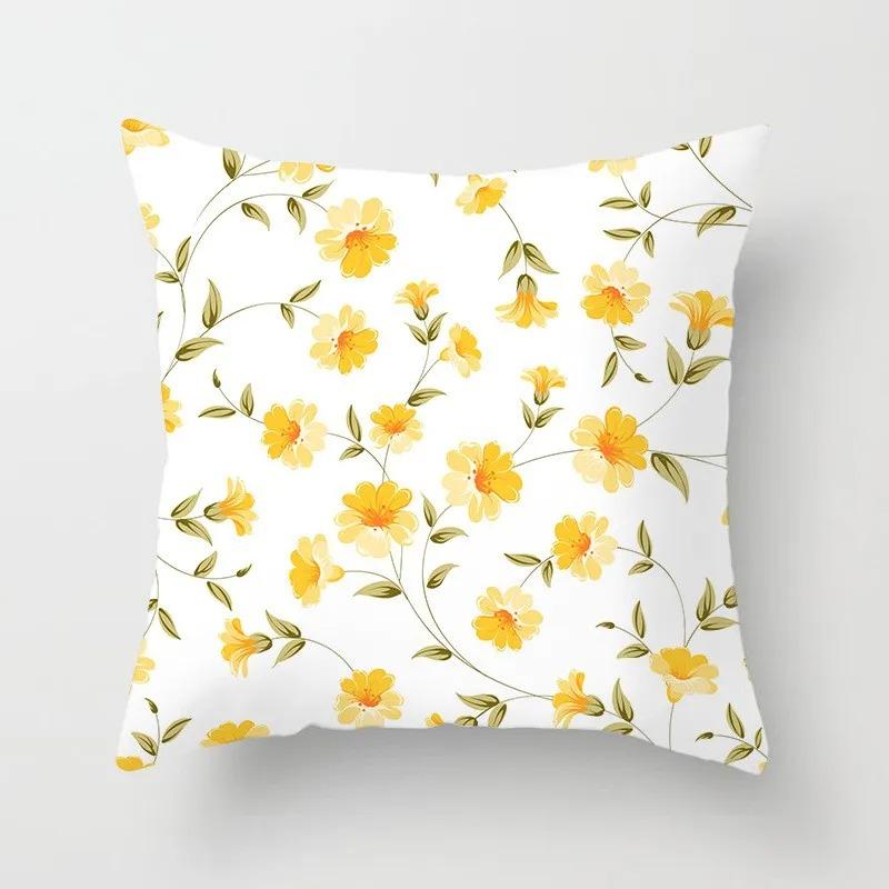 Yellow Flower Pillowcase Office Living Room Home Pillowcase Car Ornaments
