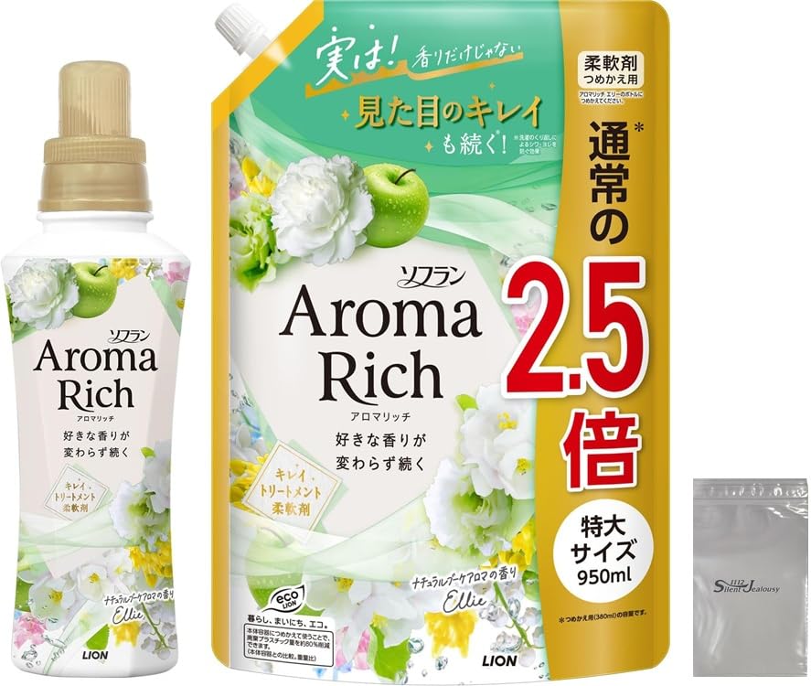 

Soflan Aroma Rich Soflan Aroma Rich Ellie Bouquet Aroma Fabric 480ml 950ml with Logo Bag [Large Capacity] (Natural Scent) Softener, Bottle, Refill,