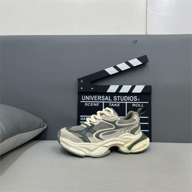 Autumn New Breathable Leather Thick-soled Comfortable Lace-up Trendy Dad Shoes Xk