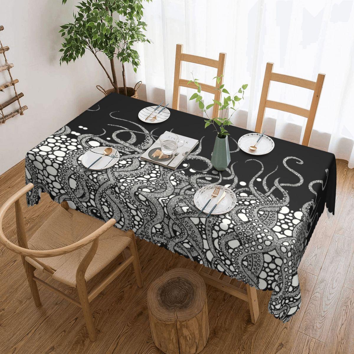 Rechthoekige Horror Monster Tentakels Cthulhu Tafelkleed Oliebestendig Tafelkleed Buiten 45 -50  Tafelhoes 137x183cm