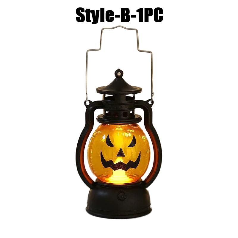 For Vintage LED Pumpkin Light Halloween Handheld Lantern Outdoor Decor for Camping Garden Haunted House Yard Table Lamp Supplies
