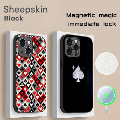 Poker Fashion Art Painting Design Phone Case For iPhone 17 16 15 14 13 12 Plus Pro Max  High-end Luxury Magsafe Sheepskin