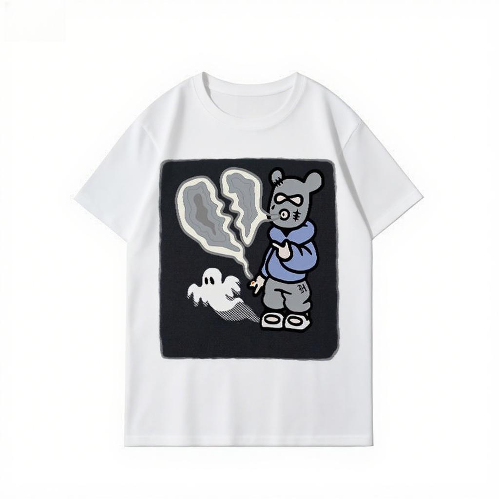 Pánské a dámské párové tričko z čisté bavlny šetrné k pokožce na podzim a zimu s vtipným potiskem, trendy, velká velikost