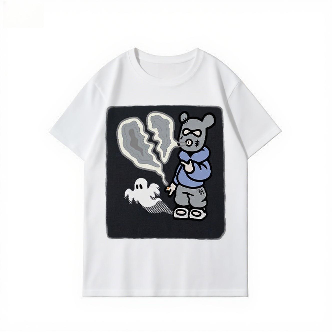 

2025 Autumn and Winter Pure Cotton Skin-friendly T-shirt Men and Women Couples Funny and Funny Printing Trend Large Size T-shirt 4XL