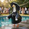 1 Set Porch Goose Outfit Lawn Goose Raincoat Hat And Umbrella Waterproof Goose Costume Rain Jacket for 23 Inch Goose Statue Summer Outdoor Garden