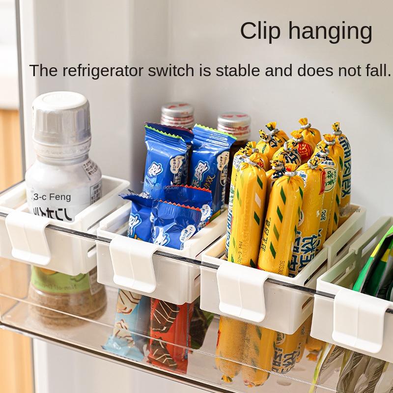 Refrigerator partition plate Retractable Hanging Box Refrigerator Adjustment Snap-on Side Door Sauce Bag Snack Organize #4209