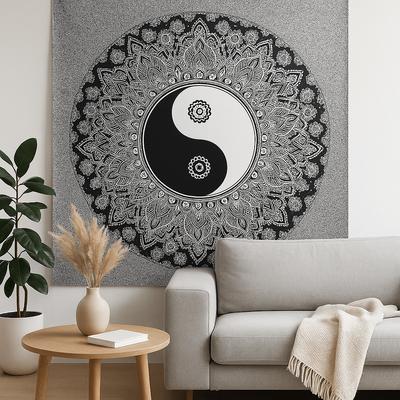 Yin Yang Tagesdecke und Wandbehang, Baumwolle, Doppelbett