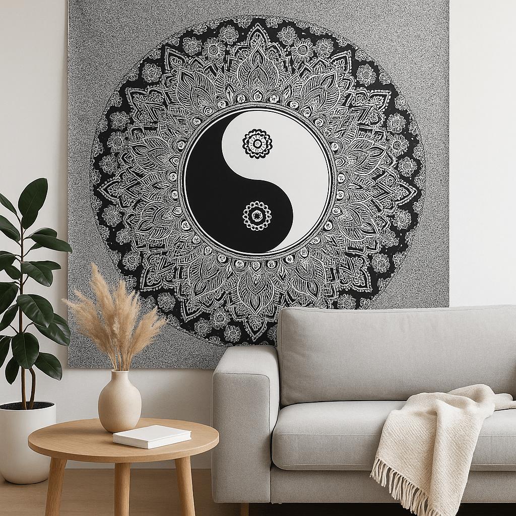 Yin Yang Bedspread and Wall Hanging, Double Cotton