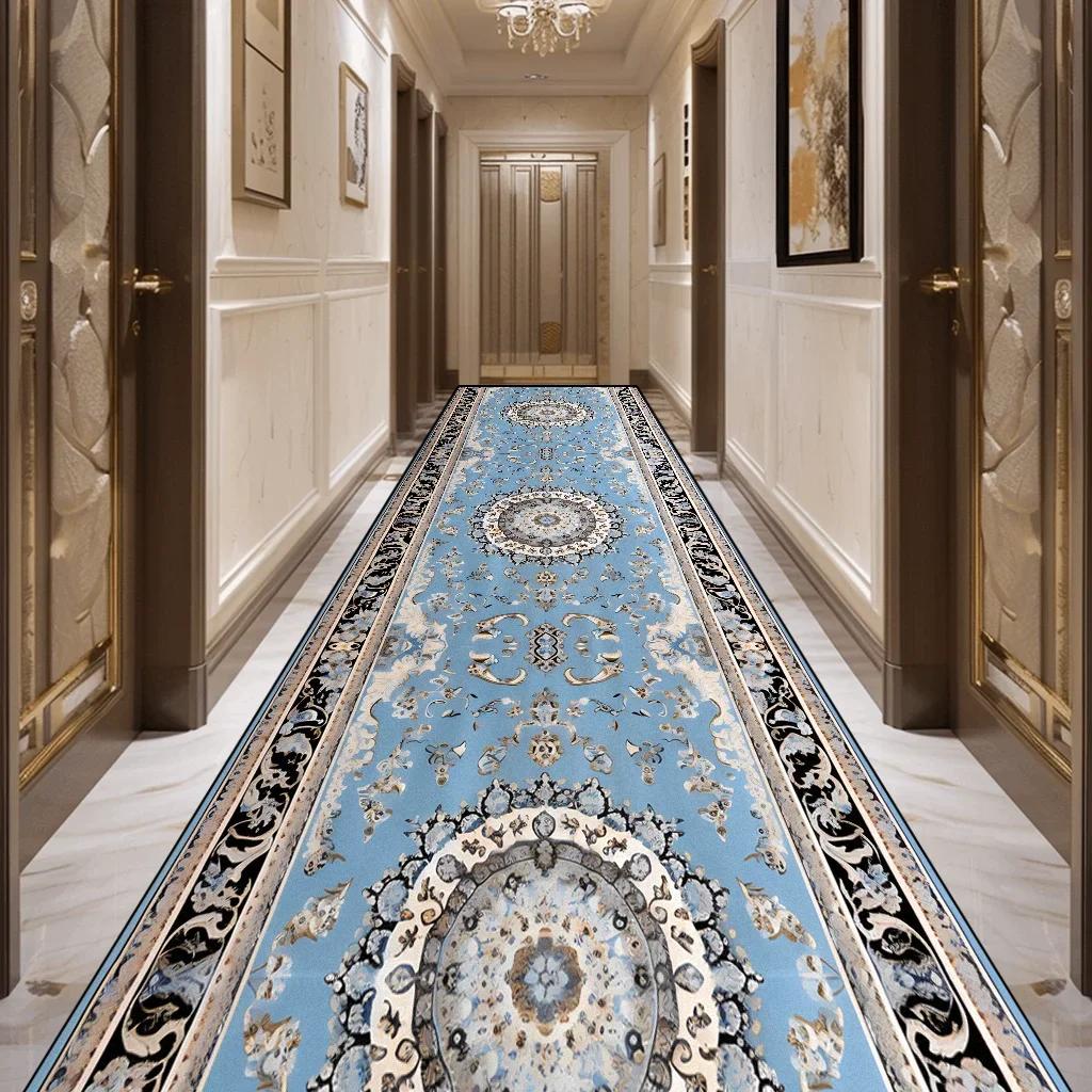 Hallway Runner Rug Persian Washable Long Corridor Carpet Vintage Lounge Rug Bedroom Decoration Non-Slip Carpets for Living Room