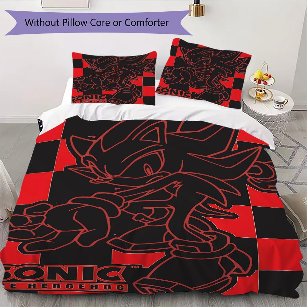 

Sonic the Hedgehog Pattern Bedding uilt Set uilt Cover Pillowcase Home Decoration Birthday Gift (1 * duvet cover + 2 * pillowcase without core) 135x200cm
