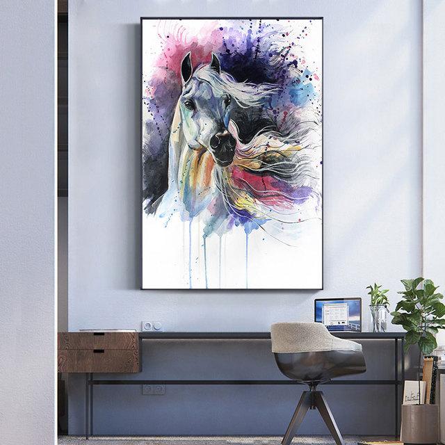 

Современные красочные лошади животные акварельные плакаты принты холст картина с животными Гостиная Спальня Куадрос украшение дома искусство 21cm×30cm NoFrame
