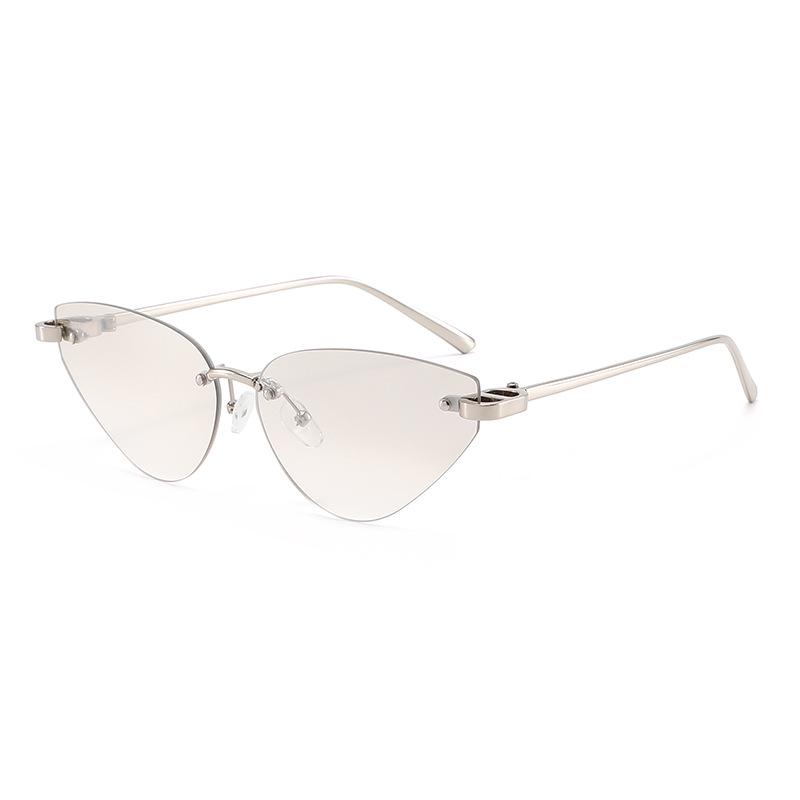 2026 Stylish Retro Cat Eye Rimless Sunglasses - Triangular Design, High-End Look, UV Protection for Women