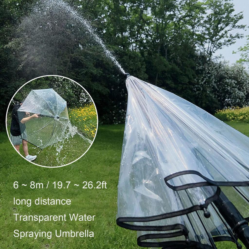 Wassersprühschirm, Transparenter Schirm-Spritzpistole mit langem Griff, Vielseitiges Sommer-Schirm-Spielzeug für Schule, Strand, Schwimmbad, Party