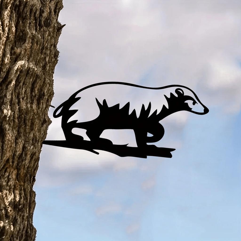 Metal Badger Silhouette Yard Sign, US Steel Lawn Art, Farmhouse Garden Decor, Hammerable Stake, Housewarming Gift