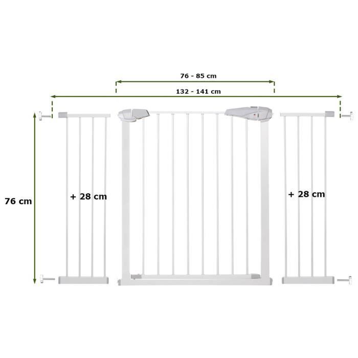 SPRINGOS® Barrière de Sécurité Bébé, Enfant pour Escaliers, Portes 76-141 cm