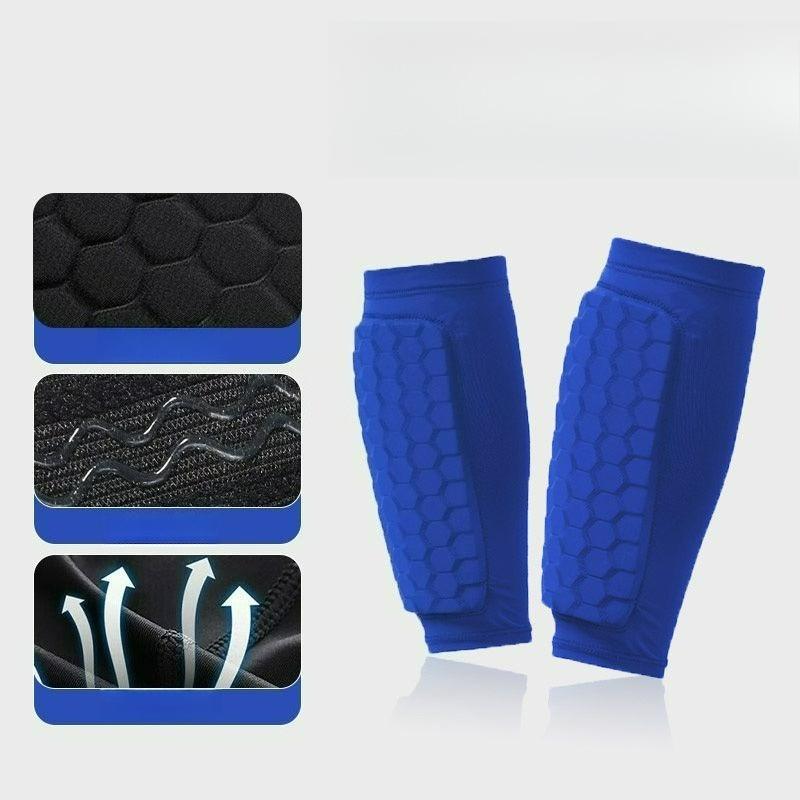 

1 Pair Honeycomb Padded Soccer Shin Guards Breathable Football Shin Pads for Kids Adults Athletes XL синій