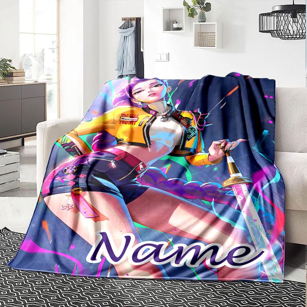 Customizable KPop Demon Hunters20 Throw Blanket – Personalized Name, All-Season Cozy Snug Blanket, Machine Washable, Personalized Blanket