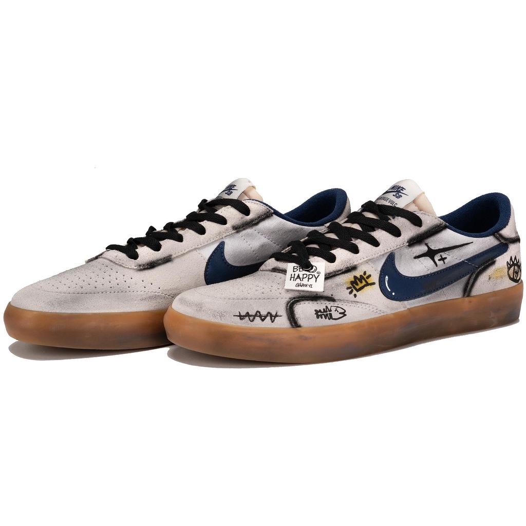 Nike Heritage Thermal, Slip Resistant, And Abrasion Resistant Coverage Low Top Skateboard Shoes Unisex Beige Blue Black CD5010-102(TeamF-)