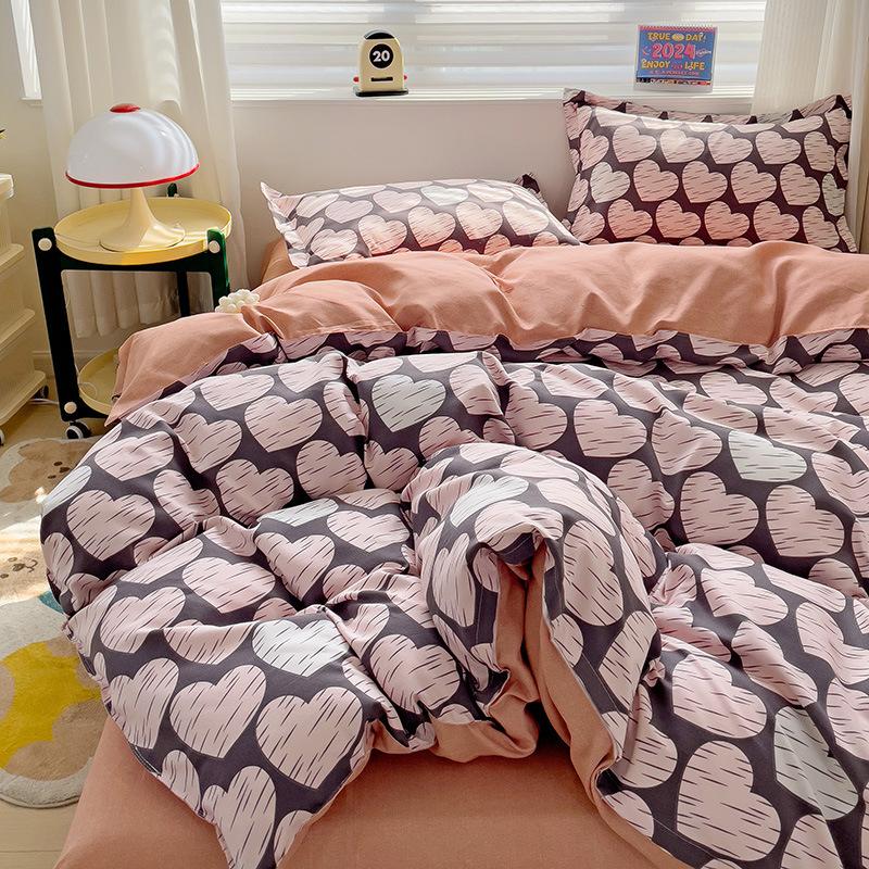 Bed Sheet Bedding Four-piece Set Thickened Brushed Quilt Cover Bed Dormitory Bedding Quilt Cover