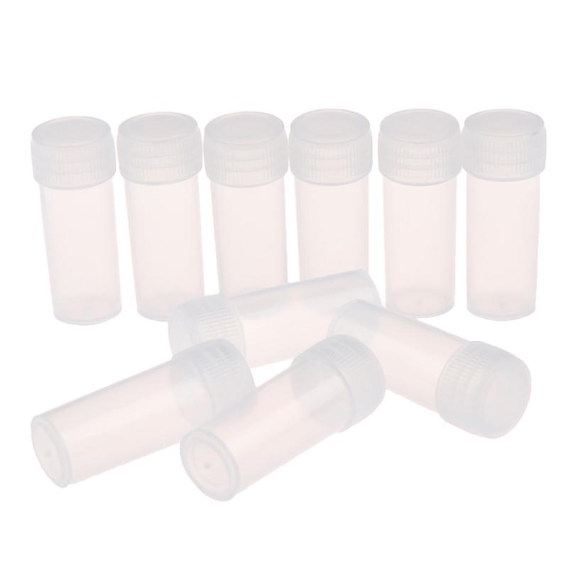 100Pcs 5Ml Plastic Test Tubes Screw Cap Bottles For School Chemistry Supplies