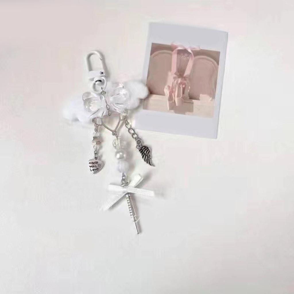 Chic Bowknot Phone Accessory Trend Phone Charm for Women Girls Beaded Keychain Bag Purse Backpack Wallet Decorations