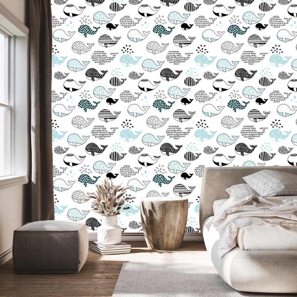 Whales Wallpaper for Living Room and Bedroom 50x1000